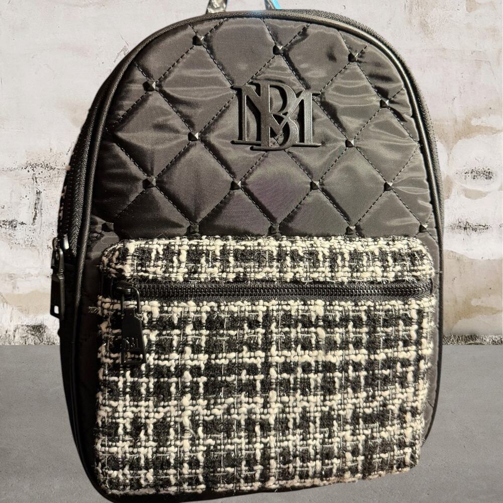 Badgley Mischka $169 Big Diamond Quilted Nylon Backpack NWT